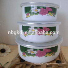 white flower coated enamel coating mixing bowls set